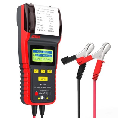 ANCEL BST500 12V/24V 100-2000 CCA Automotive Battery Load Tester, Car Cranking and Charging System Analyzer Scan Tool with Printer for Heavy Duty Trucks, Cars, Motorcycles and More (Black and Red)